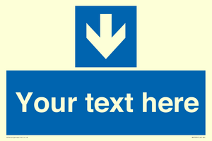 Custom Mandatory directional sign, blue arrow down